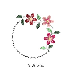 Floral Flowers Frame machine Embroidery Design File 4 Size, Custom Name Embroidery Design,Monogram Frame Embroidery, FLoral Frame Embroidery