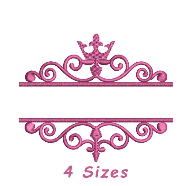 Mini Crown Embroidery Design File 4 Size, Princess Crown embroidery, Tiara embroidery, Split Monogram Embroidery, Split Name Embroidery