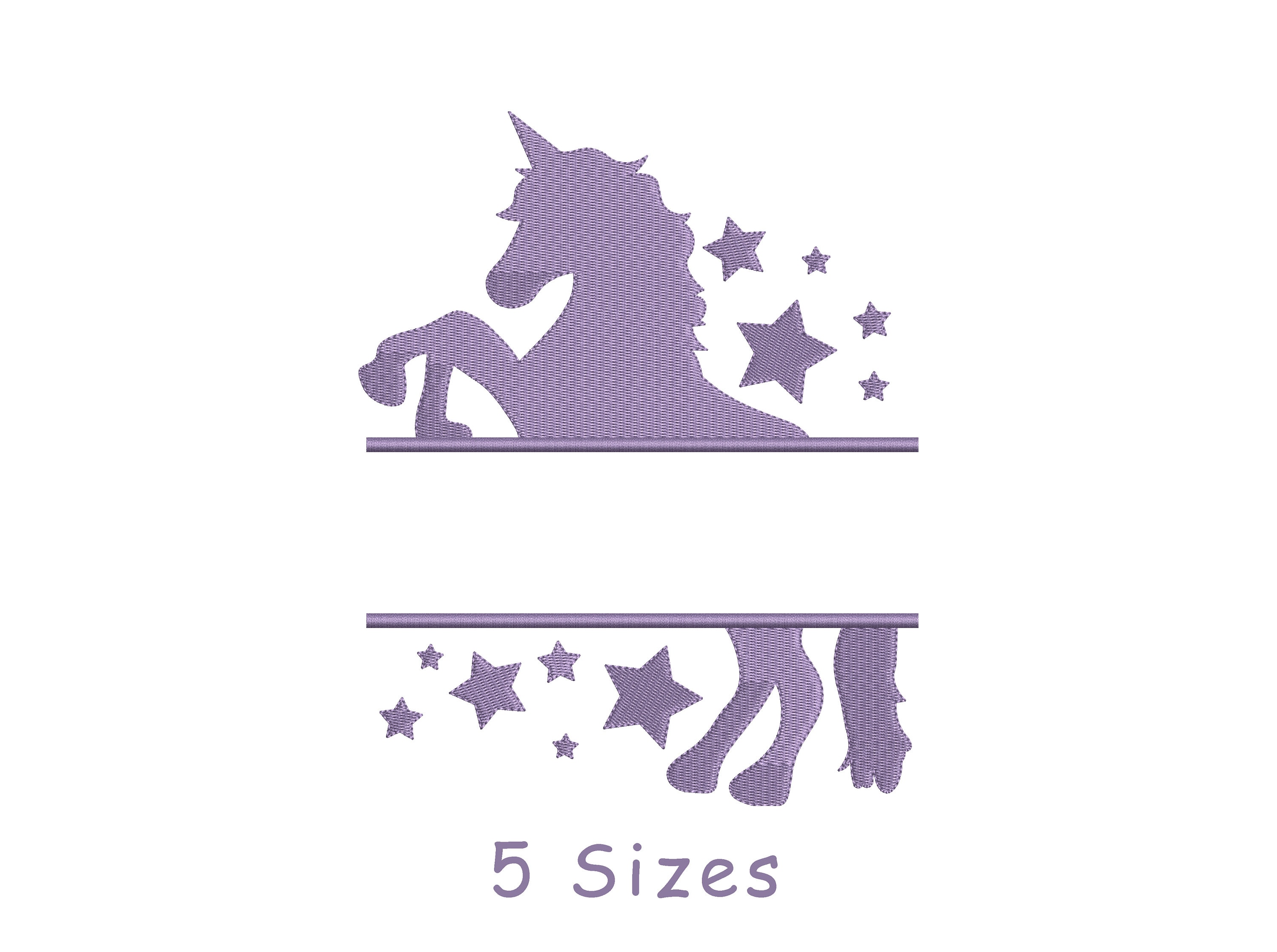 Unicorn Horse Split Embroidery Design 5 Sizes , Horse Embroidery, Split Embroidery Design, Unicorn Embroidery, Split Monogram Embroidery Pes
