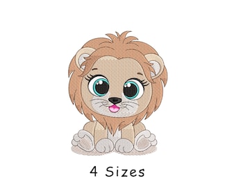 Cute Baby Lion Machine Embroidery Design 4 Sizes, Lion Embroidery Design, Baby Lion Embroidery File, Animal Embroidery, Zoo Embroidery