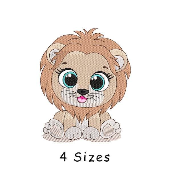 Cute Baby Lion Machine Embroidery Design 4 Sizes, Lion Embroidery Design, Baby Lion Embroidery File, Animal Embroidery, Zoo Embroidery