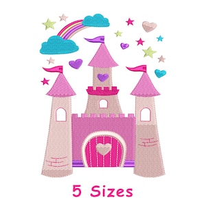 Princess Castle Machine  Embroidery Design 5 Sizes, Princess Embroidery, Girl Embroidery Design, Baby Embroidery - Instant Download