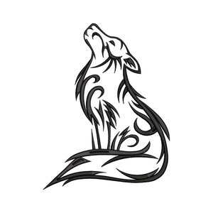 Howling Wolf Machine Embroidery Design File 5 Sizes, Wild Animal Embroidery Design, Animal Embroidery, Wolf Silhoutte  Embroidery File, Pes