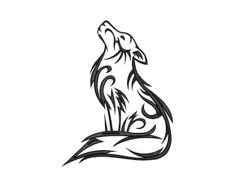 Howling Wolf Machine Embroidery Design File 5 Sizes, Wild Animal Embroidery Design, Animal Embroidery, Wolf Silhoutte  Embroidery File, Pes
