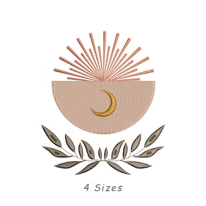 Boho Moon Abstract Machine Embroidery Design File 4 Sizes, Boho Embroidery Design File, Decorative Embroidery, Moon Embroidery,Moon PES File