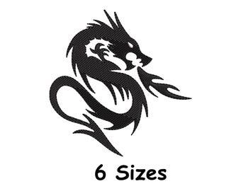 Diseño de bordado de dragón tribal: 6 tamaños (descarga instantánea)