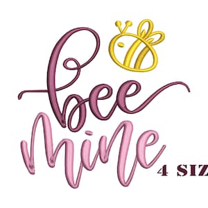 Valentine&#39;s Day Bee Mine Embroidery Design - 4 Sizes PES DST VP3 - Digital Machine Embroidery Design - Instant Download Files