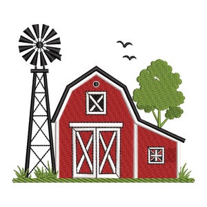 Barn Embroidery Design 4 Sizes, Farm Barn Embroidery Pattern, Country Farm Machine Embroidery File, Barn Embroidery Design, Rustic Farmhouse