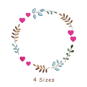 Heart Monogram Frame embroidery designs 4 Files, Floral Frame Embroidery File, Baby embroidery, Leaves Frame Embroidery, Heart Embroidery