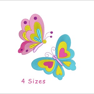 Two Butterfly Machine Embroidery Design File 4 Sizes, Butterfly Embroidery Designs, Baby Embroidery Design - Instant Download