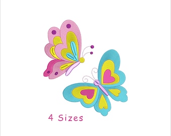Two Butterfly Machine Embroidery Design File 4 Sizes, Butterfly Embroidery Designs, Baby Embroidery Design - Instant Download
