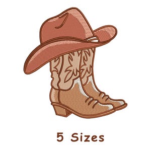 Cowboy Boots and Hat Embroidery Design 5 Sizes, Western Machine Embroidery File, Country Rodeo Embroidery Design - Instant Download