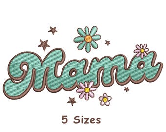 Floral Mama Machine Embroidery Design, 5 Sizes (Instant Download)