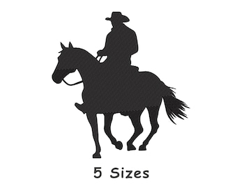 Cowboy Horse Rider Silhouette Embroidery Design 5 Sizes, Western Cowboy Machine Embroidery File, Horse Embroidery - Instant Download