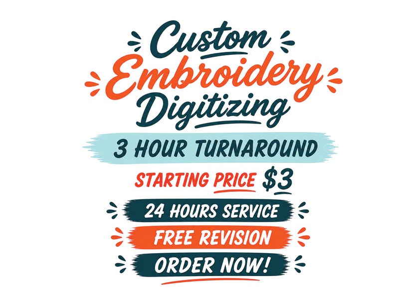 Custom Embroidery Digitizing, Logo Digitizing, Embroidery Digitizing Service, Image Digitizing Embroidery, Custom Digitize image 1
