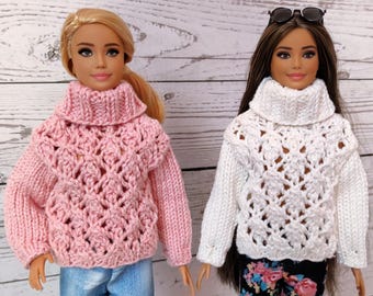 Suéter Ophelia para muñeca de moda, patrón de tejido en PDF para muñeca de moda