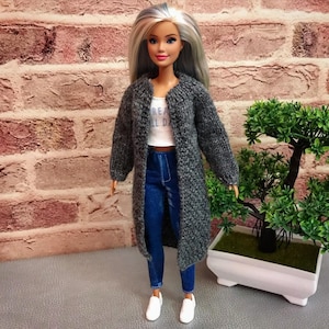 Coat  for fashion doll, PDF knitting pattern for fashion doll