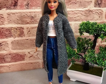 Abrigo para muñeca de moda, patrón de punto en PDF para muñeca de moda