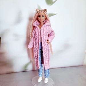Coat  for fashion doll, PDF knitting pattern for fashion doll