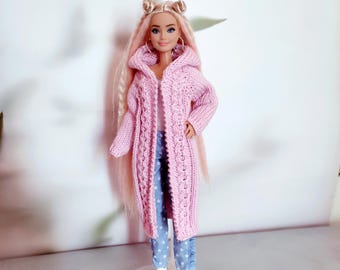 Abrigo para muñeca de moda, patrón de punto en PDF para muñeca de moda