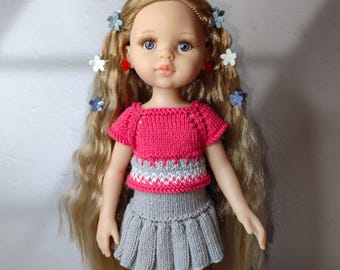 Sweet Pebble Set for paola Reina doll 12,5 inch, PDF knitting pattern for fashion doll