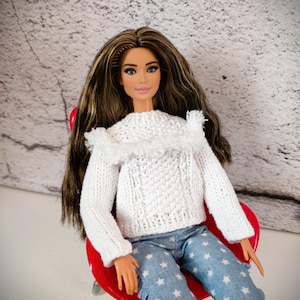 Mya sweater for fashion doll, PDF knitting pattern for fashion doll