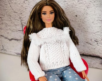 Suéter Mya para muñeca de moda, patrón de tejido en PDF para muñeca de moda