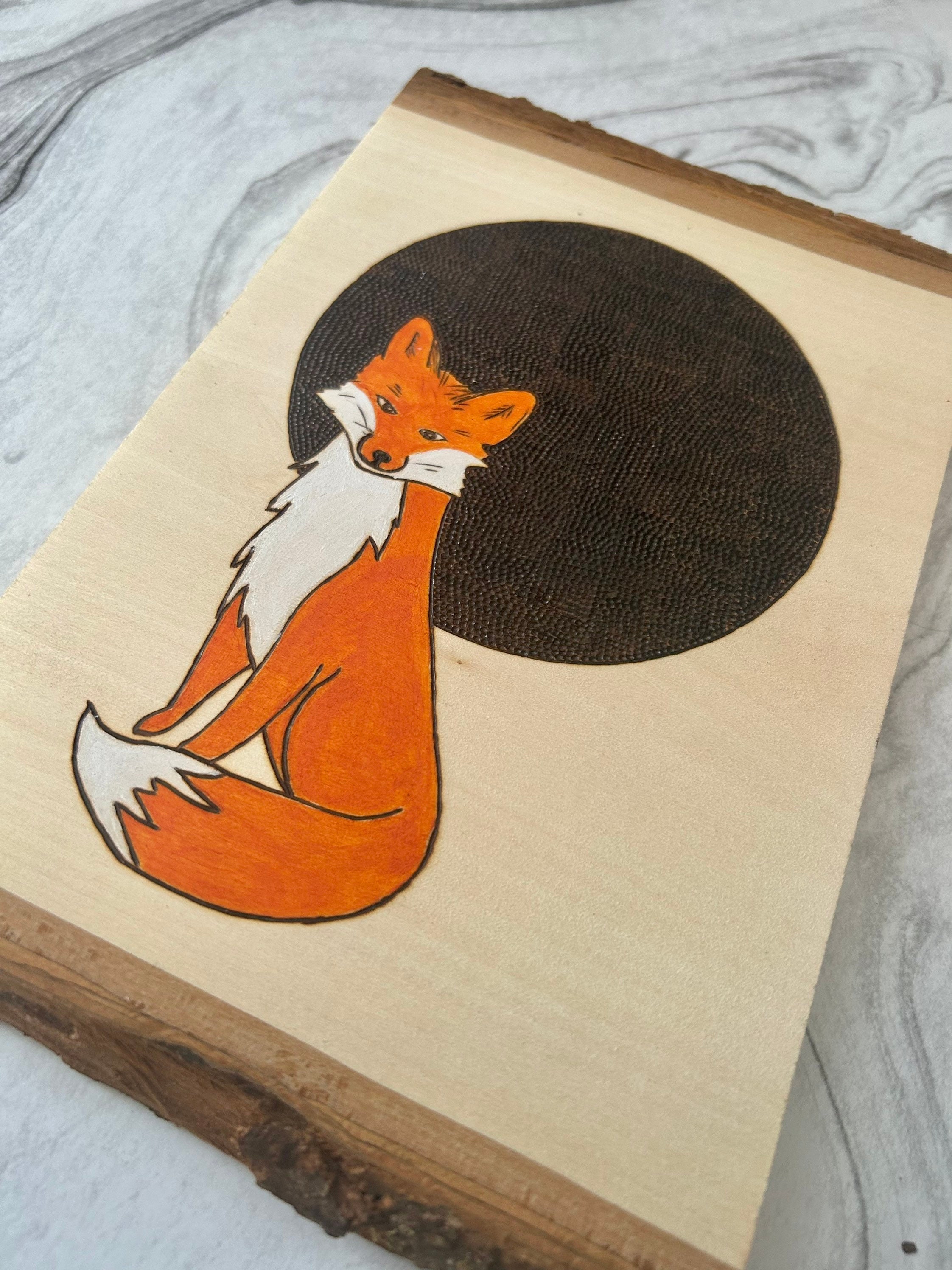 Wooden Fox Wall Decor Cute Fox and Moon Art Nursery Decor Etsy