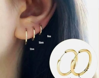 316L Sugical Steel Medium Earrings Hoops in 18K Gold Plated Rose-Gold Plated for Girls Mens Sensitive Ears 4 Pairs 4 Colors 50mm Women Hoop Earrings Fashion Silver Black Earrings Best Gift