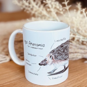 Tasse mit humorvoller Igelzeichnung | Igel Anatomie | Motivtasse Keramik Igel