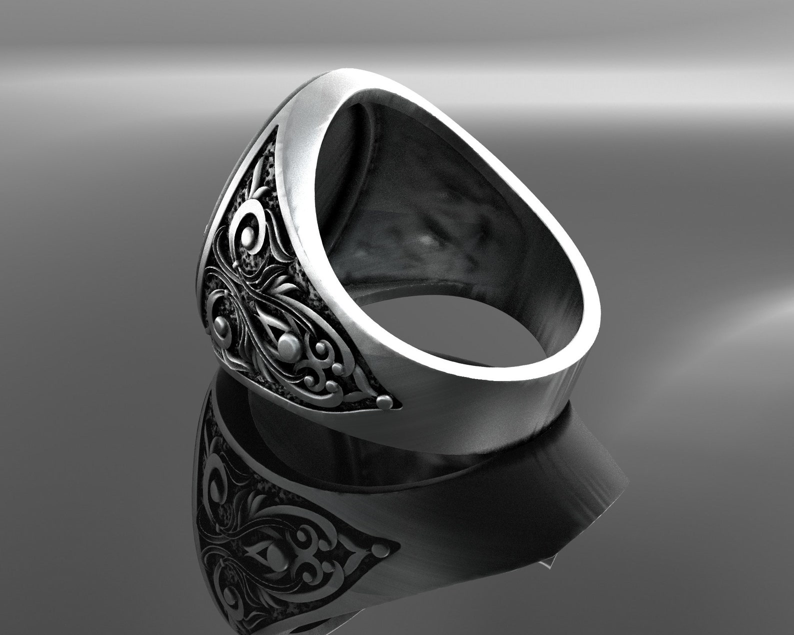 Witcher Silver Mens Ring Ghost Ring Viking Ring Etsy