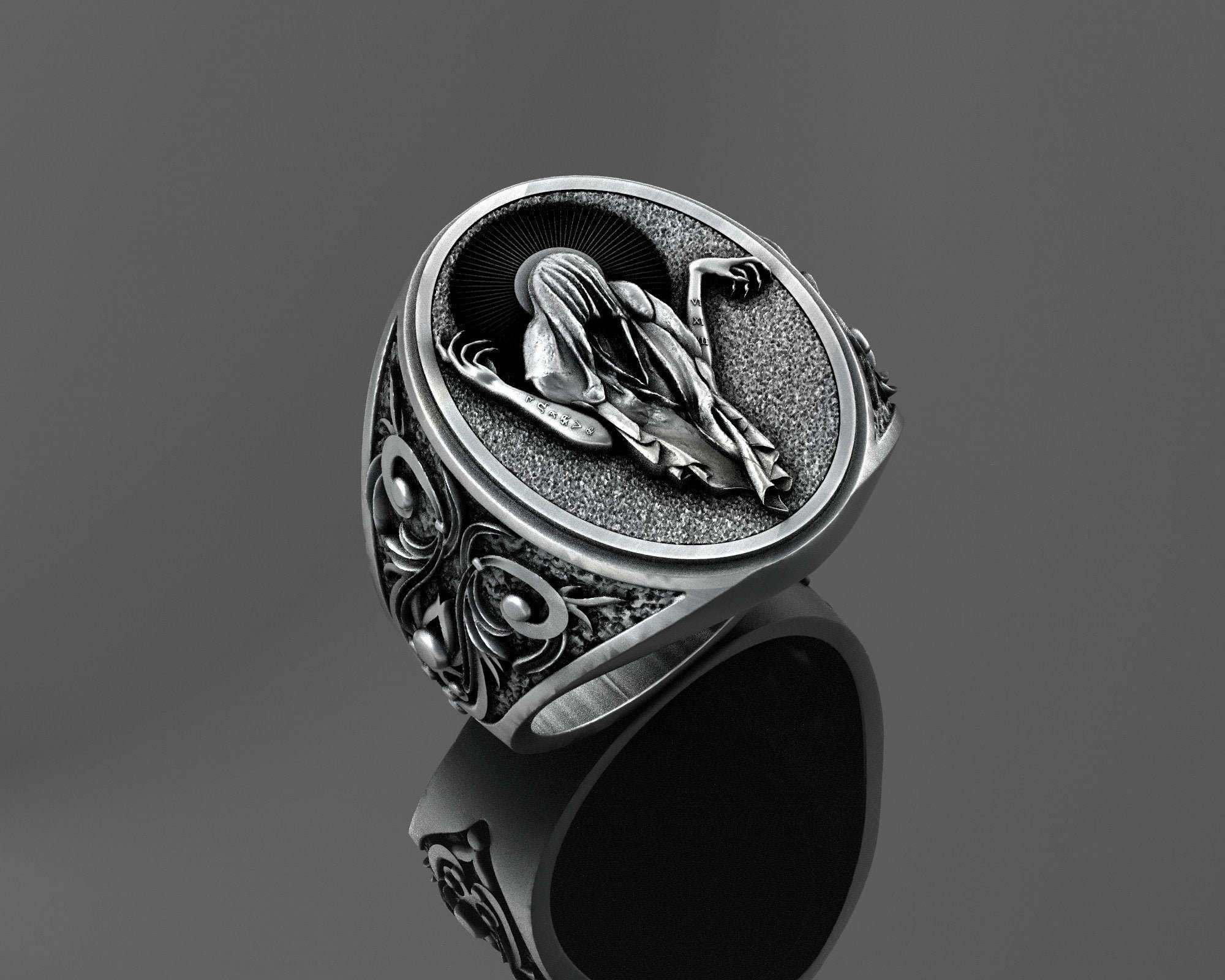 Witcher Silver Mens Ring Ghost Signet Ring Viking Ring - Etsy