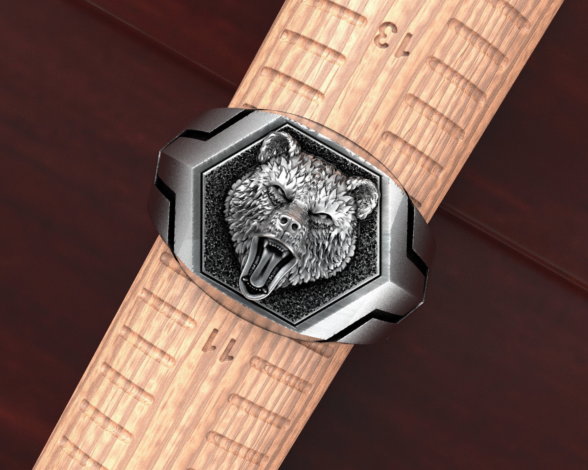 Mens Silver Bear Ring Bear Head Ring Silver Viking Etsy