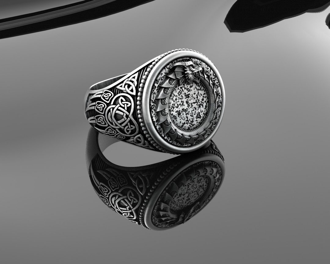 Ouroboros Eating Its Own Tail Silver Men Ring Dragon Ring - Etsy