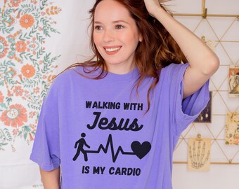 Walking with Jesus is My Cardio Funny Christian Shirts || Catholic T-Shirt. Christian Gifts. Christian Clothing.