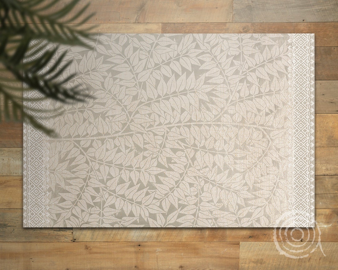 Branch From by William Morris Vinyl Floor Mat, Beige Vinyl Mat, Gray ...