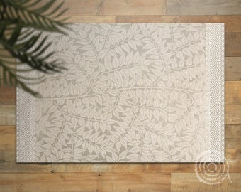 Branch From By William Morris Vinyl Floor Mat, Beige Vinyl Mat, Gray Vinyl Rug, Retro Linoleum Rug, Floor Mat, Livingroom Rug, Art Mat