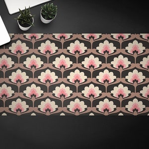 Personalized Art Deco Retro Look Floral Desk Mat, Keyboard Mat, Desktop Blotter, Furniture Protection, Various size, Custom Desk Pad