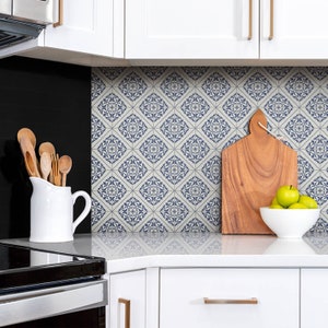 Portuguese Blue Tiles Panel Sticker, Peel and Stick Panels, Mosaic Panel Sticker, Blue Decal Decoration, Floor Panel Sticker