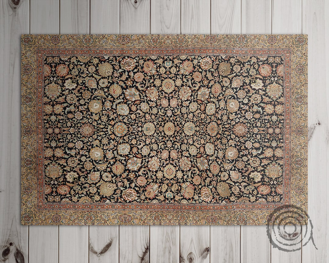 Retro Look of Peony Rose Flowers Vinyl Floor Mat, Bronze Vinyl Mat ...