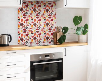 Pegatinas para azulejos con diseño de parrilla, azulejos autoadhesivos, pegatinas para azulejos con motivos de comida, decoración colorida, pegatinas para azulejos de pared, juego de 9