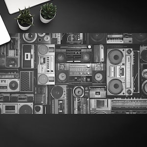Patroon retro-look boombox-meubelhoes, gepersonaliseerd kantoor, gemak van werk, toetsenbordmat, verjaardagscadeau, bureauonderlegger op maat