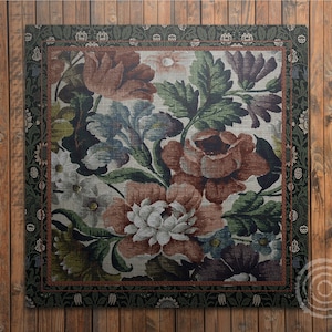Ornate Floral By William Morris Vinyl Floor Mat, Green Vinyl Rug, Red Linoleum Rug, Floral Vinyl Mat, Kitchen Mat, Vinyl Flooring, Art Mat