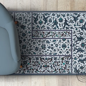 Hippie Blume Efeu Von Albert Racinet Vinyl Bodenmatte, Marine Vinyl Teppich, Blauer Linoleum Teppich, Vinylmatte, Bodenmatte, Vinylboden