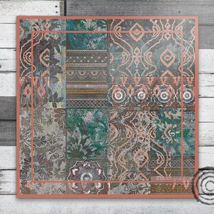 Abstract Colorful Vinyl Floor Mat, Turquoise Vinyl Mat, Orange Vinyl Rug, Abstract Linoleum Rug, Kitchen Mat, Vinyl Flooring, Luxury Rug