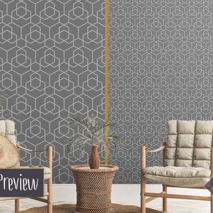 Ornamental 230 Peel and Stick Wallpaper Gray Ivory Cubes | Etsy
