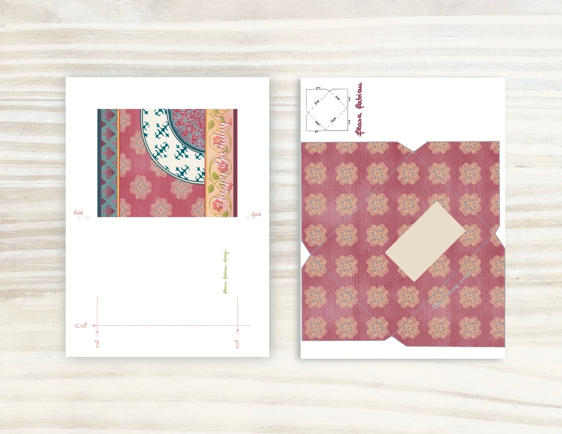 Printable Birthday Card Envelope 425x55108x14cm Etsy