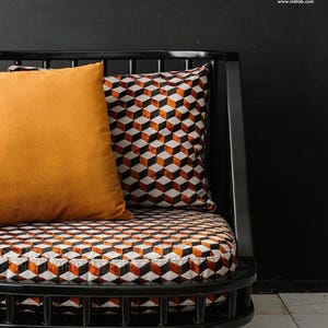 Cube Design Jacquard Velvet Upholstery Fabric, Fabric by the Yard, Modern Cube Geometric Design, 9 Color Options, High-End Home Decor