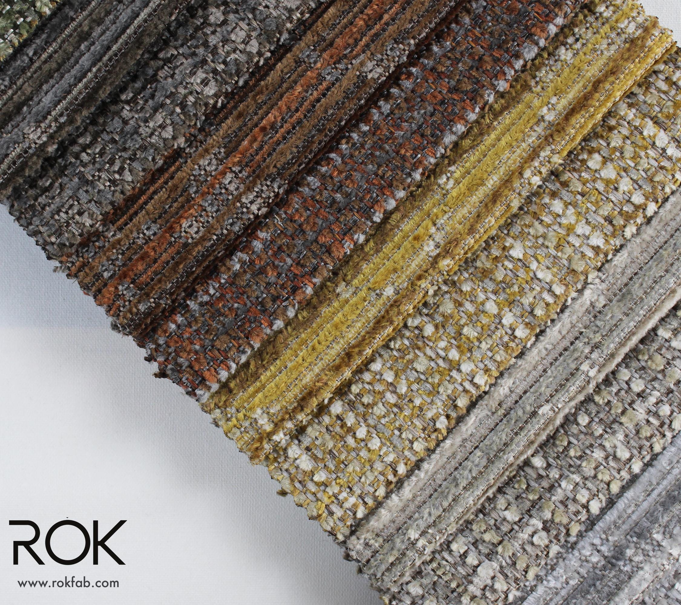 Striped Chenille Upholstery Fabric: Recycled Cotton Textured Weave Sofa ...