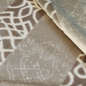 Beige Chevron Upholstery Velvet by Yards, Modern Design, Jacquard, High-End, Luxury and Soft Touch